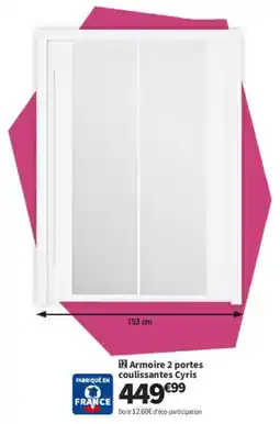 Conforama Cyris Armoire 2 portes coulissantes offre
