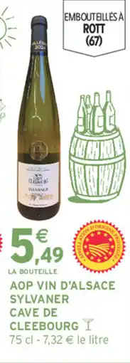 Intermarché Hyper Aop vin d'alsace sylvaner cave de cleebourg offre