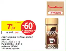 Intermarché Contact Nescafé Café soluble spécial filtre offre