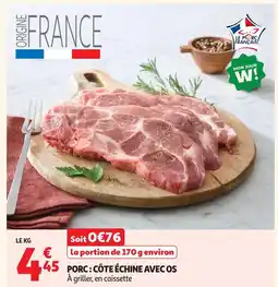 Auchan Porc : côte échine avec os offre