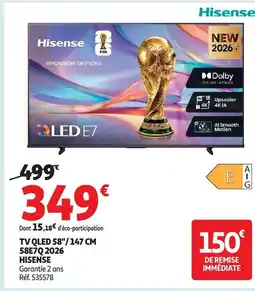 Auchan Hisense tv oled 58 / 147 cm 58e7q 2026 offre