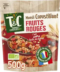 Auchan Terres et cereales muesli croustillant au fruits rouges bio terres et céréales offre