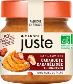 Auchan Yoonuts pâte à tartiner aux cacahuètes caramélisées bio manger juste offre