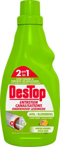 Auchan Destop gel entretien canalisations 2 en 1 destop offre