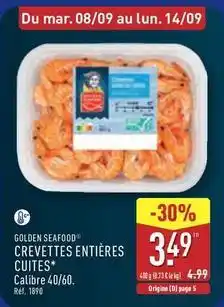 ALDI Golden seafood - crevettes entières cuites offre