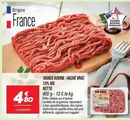 Netto Netto - viande bovine: haché vrac 15% mg offre