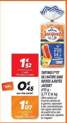 Netto Jacquet - tartines p'tit de nature sans sucres ajoutés offre