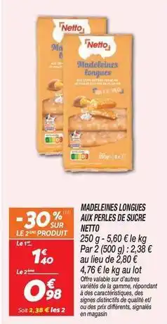 Netto Nestlé - madeleines longues aux perales de sucre offre