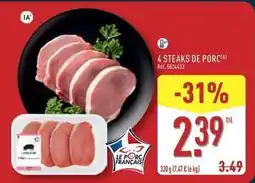 ALDI 4 steaks de porc offre
