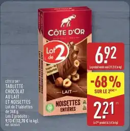 ALDI Côte d'or - tablette chocolat au lait et noisettes offre