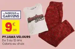 Stokomani LA FABRIQUE DES GARÇONS PYJAMA VELOURS offre