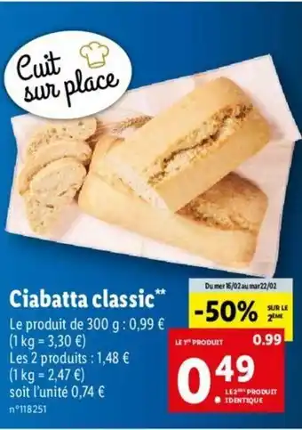 Lidl Ciabatta classic offre