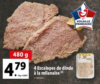 Lidl 4 Escalopes de dinde à la milanaise offre