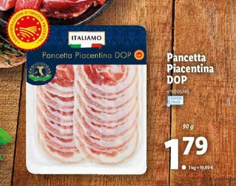 Promo Pancetta piacentina DOP chez Lidl