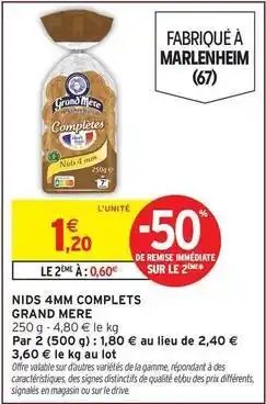 Intermarché Grand'mère - nids 4mm complets offre