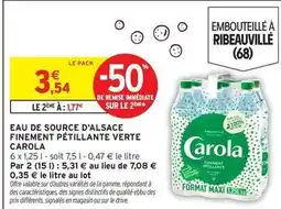 Intermarché Carola - eau de source d'alsace finement pétillante verte offre