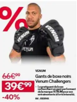 Decathlon Gants de boxe noirs venum challengers offre