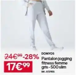Decathlon Doméos - pantalon jogging fitness femme gris offre