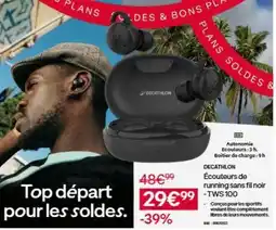 Decathlon Decathlon - écouteurs de running sans fil noir - tws100 offre