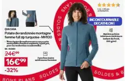 Decathlon Polaire - de randomée montagne femme full zip turquoise-mh100 offre