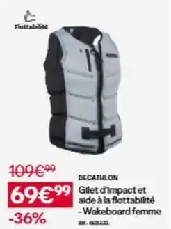 Decathlon Decathlon - gilet d'impact et aide à la flottabilité - wakeboard femme offre