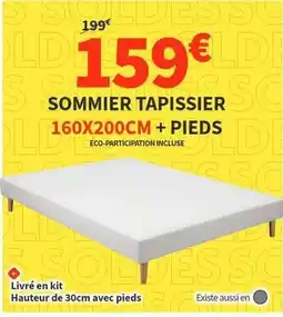 Conforama Sommier tapissier + pieds offre