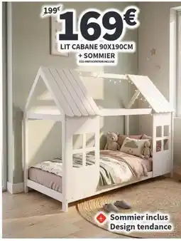Conforama Lit cabane 90x190cm + sommier offre