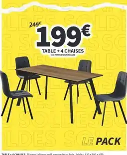 Conforama Table + 4 chaises offre