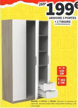 Conforama Armoire 3 portes + 2 tiroirs offre