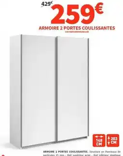 Conforama Armoire 2 portes coulissantes offre