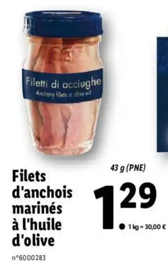 Lidl Filets d'anchois marinés offre
