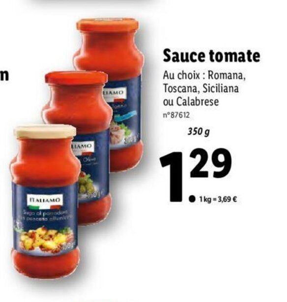 Promo Sauce tomate chez Lidl