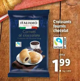 Lidl Croissants fourrés chocolat offre