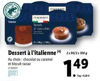 Lidl Dessert à l'italienne offre
