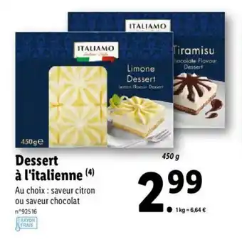 Lidl Dessert à l'italienne offre