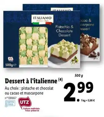 Lidl Dessert à l'italienne offre