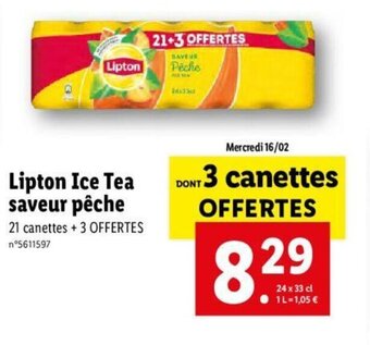 Lidl Lipton ice tea saveur pêche offre