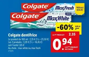 Lidl Colgate dentifrice offre