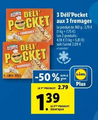 Lidl 3 Déli'pocket aux 3 fromages offre