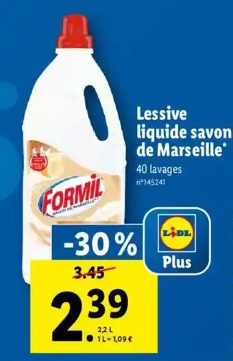 Lidl Lessive liquide savon de marseille offre