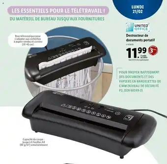 Lidl Destructeur de documents portatif offre