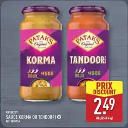 ALDI PATAKS Sauce korma ou tendoori offre
