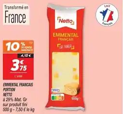 Netto NETTO Emmental francais portion offre
