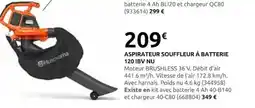 Rural Master Husqvarna ASPIRATEUR SOUFFLEUR À BATTERIE 120 IBV NU offre