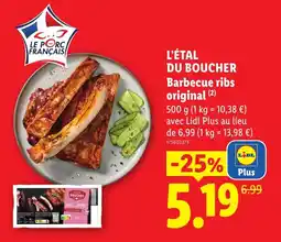 Lidl L'ÉTAL DU BOUCHER Barbecue ribs offre