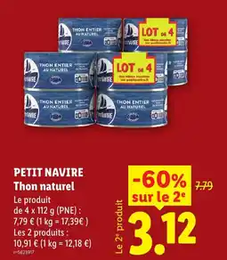 Lidl PETIT NAVIRE Thon naturel offre