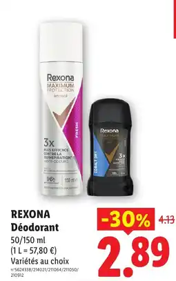 Lidl Rexona Déodorant offre