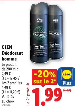 Lidl CIEN Déodorant homme offre