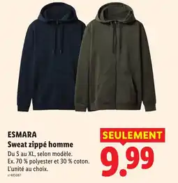 Lidl ESMARA Sweat zippé homme offre