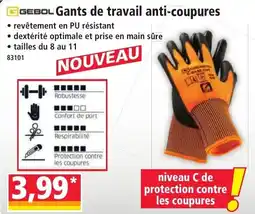 Norma GEBOL Gants de travail anti-coupures offre